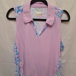 Lilly Pulitzer Reesa Golf Polo Tank Top Lilac UPF 50+ Altogether Now Size XL